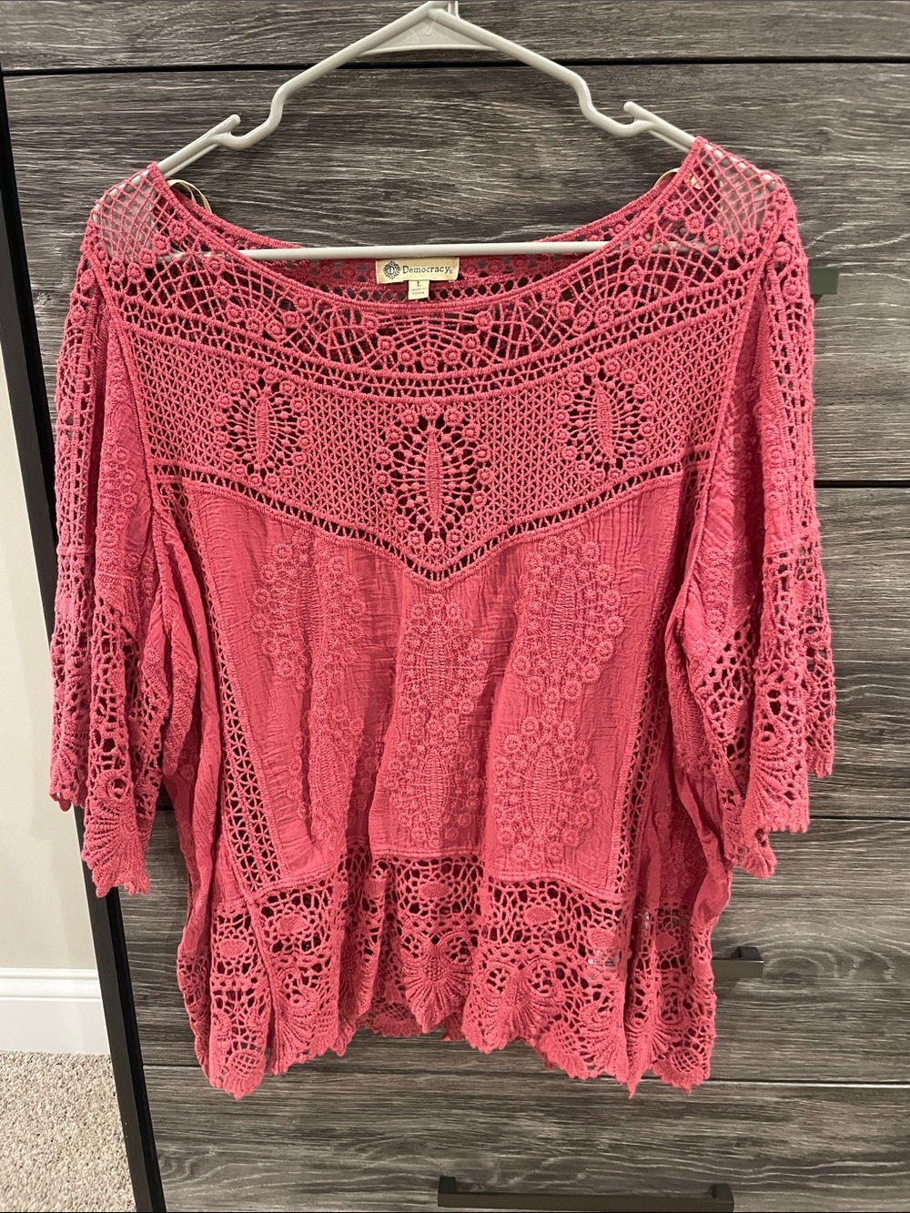 Democracy Pink Crochet Top